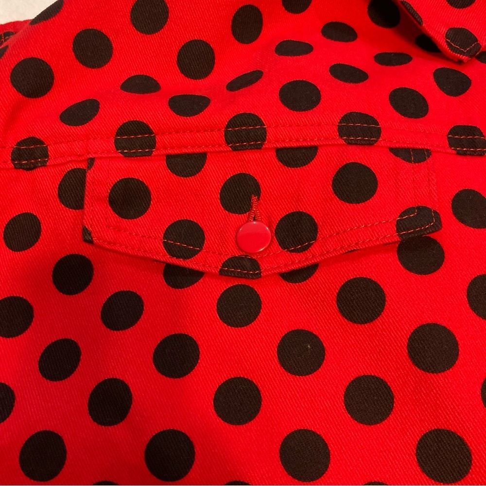 NWT Disney Parks Minnie Mouse Red and Black Jean Style Jacket Women’s - Picture 9 of 14